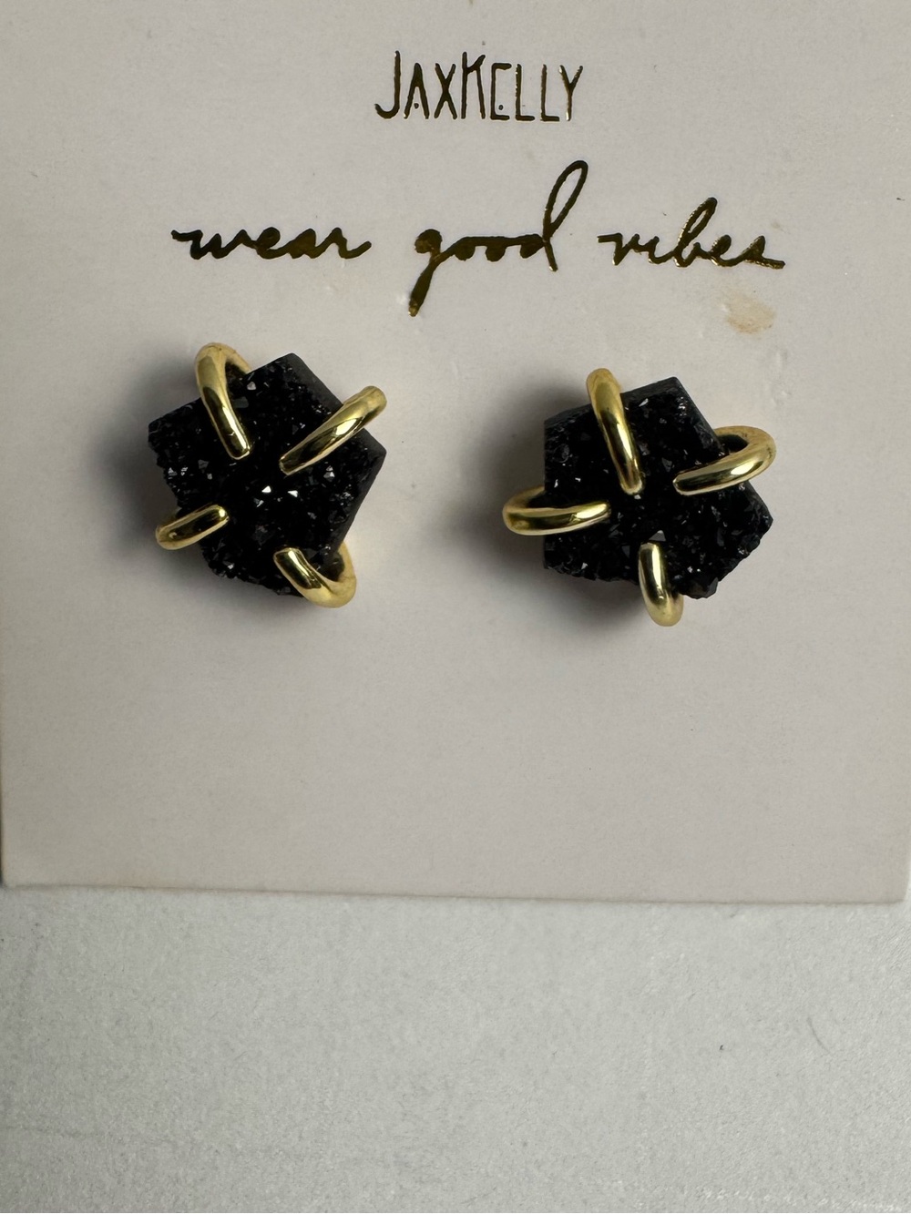 Black and Gold Knot Stud Earrings